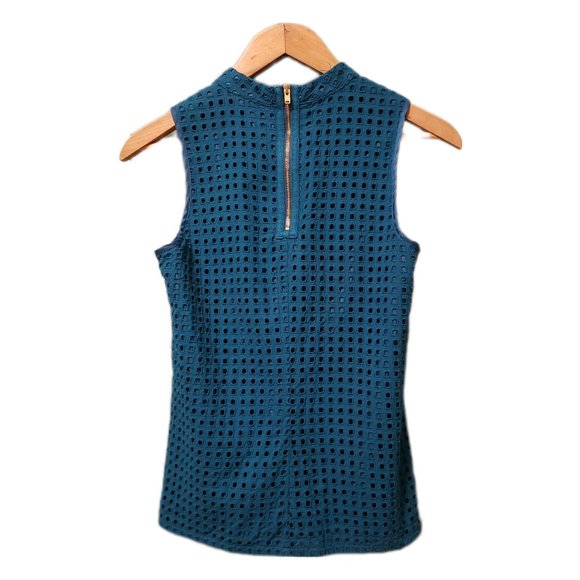🍋 J Crew Factory Teal Eyelet Tank Top (Size 0) - Picture 2 of 9